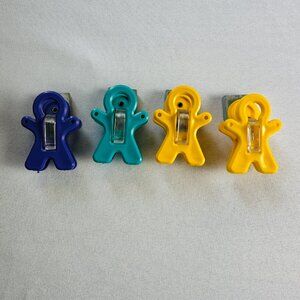 VTG 80s Adams Mfg USA Super Friends Magnet 2" Man Clip Lot of 4 Yellw Blue Green